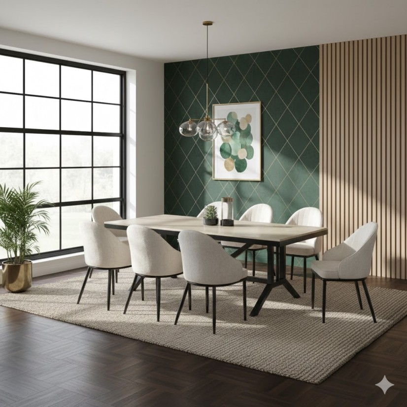 طقم طاولة طعام مودرن 8 كرسي- أناقة هندسية وتصميم عصري