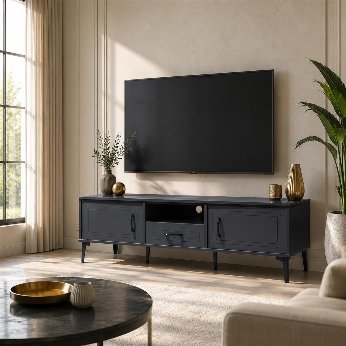 طاوله بلازمه ماليزي 160سم TV-031 DARK GREY
