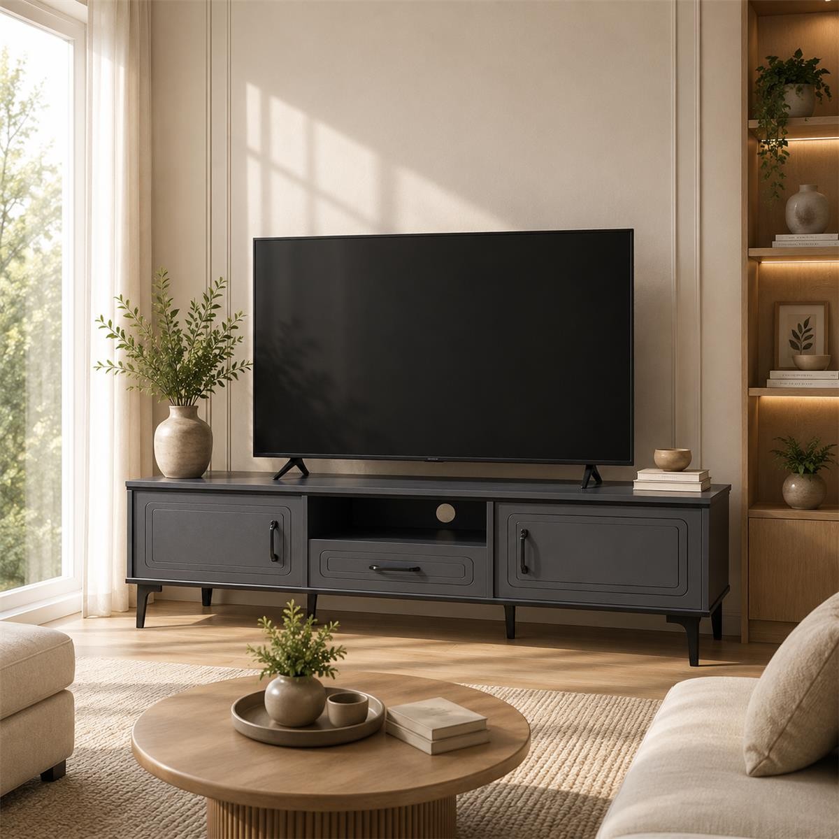 طاوله بلازمه ماليزي 180سم TV-031 DARK GREY
