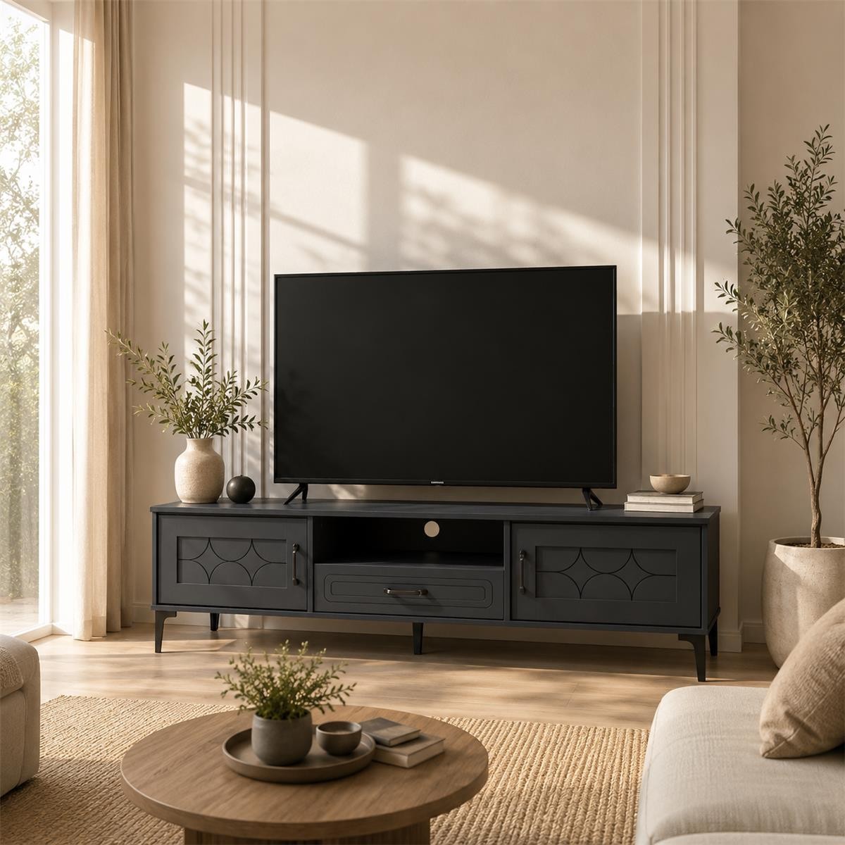 طاوله بلازمه ماليزي 140سم TV-041 DARK GREY