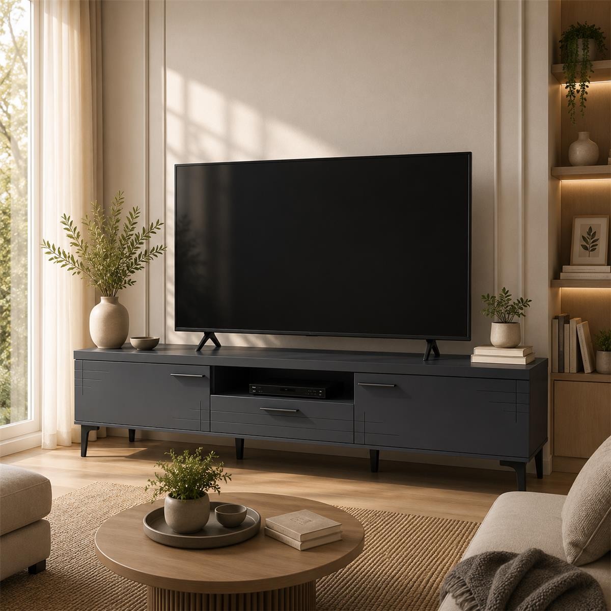 طاوله بلازمه ماليزي 140سم TV-043 DARK GREY