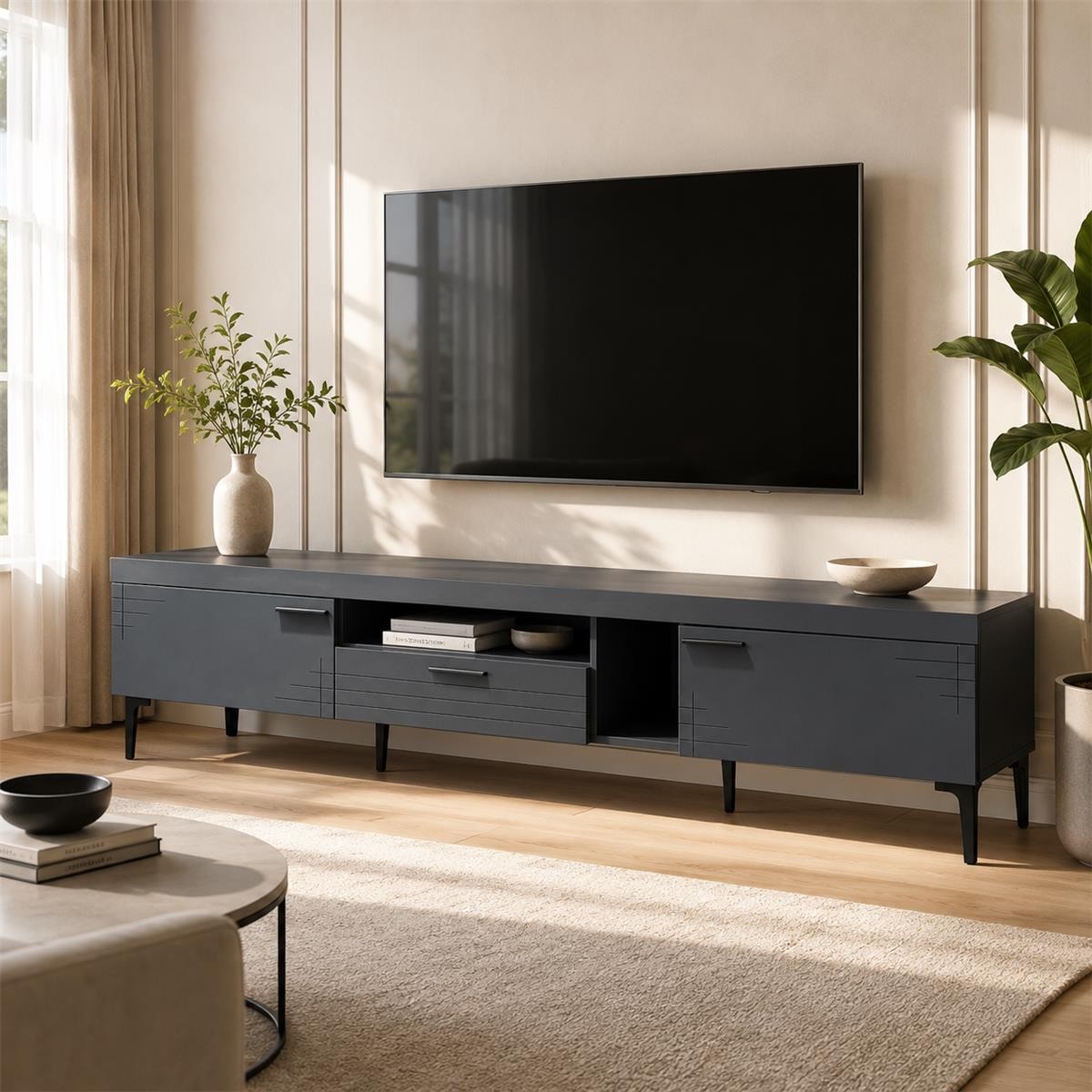 طاوله بلازمه ماليزي 200سم TV-043 DARK GREY طاوله بلازمه ماليزي 200سم TV-043 DARK GREY