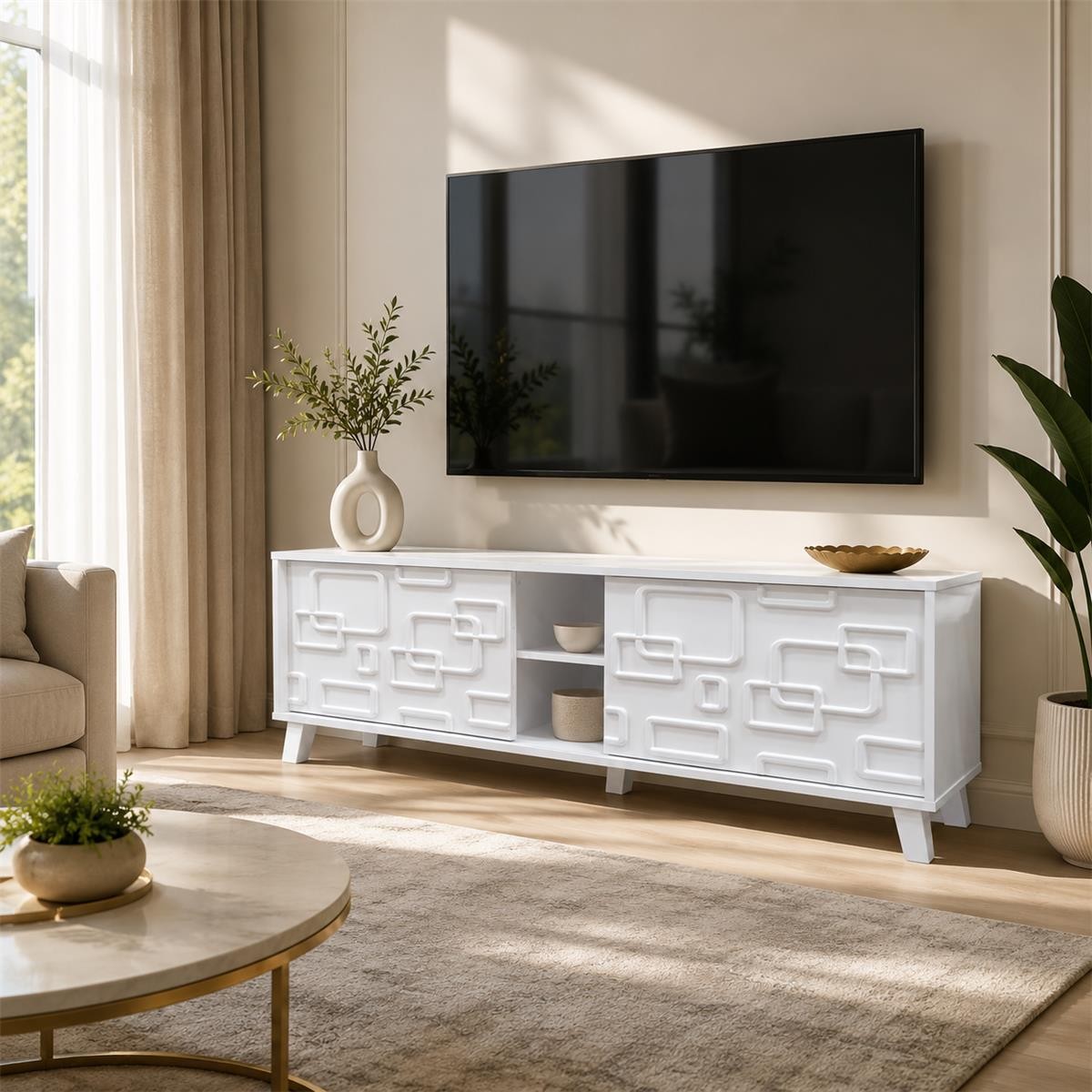 طاوله بلازمه ماليزي 140سم TV-051 WHITE
