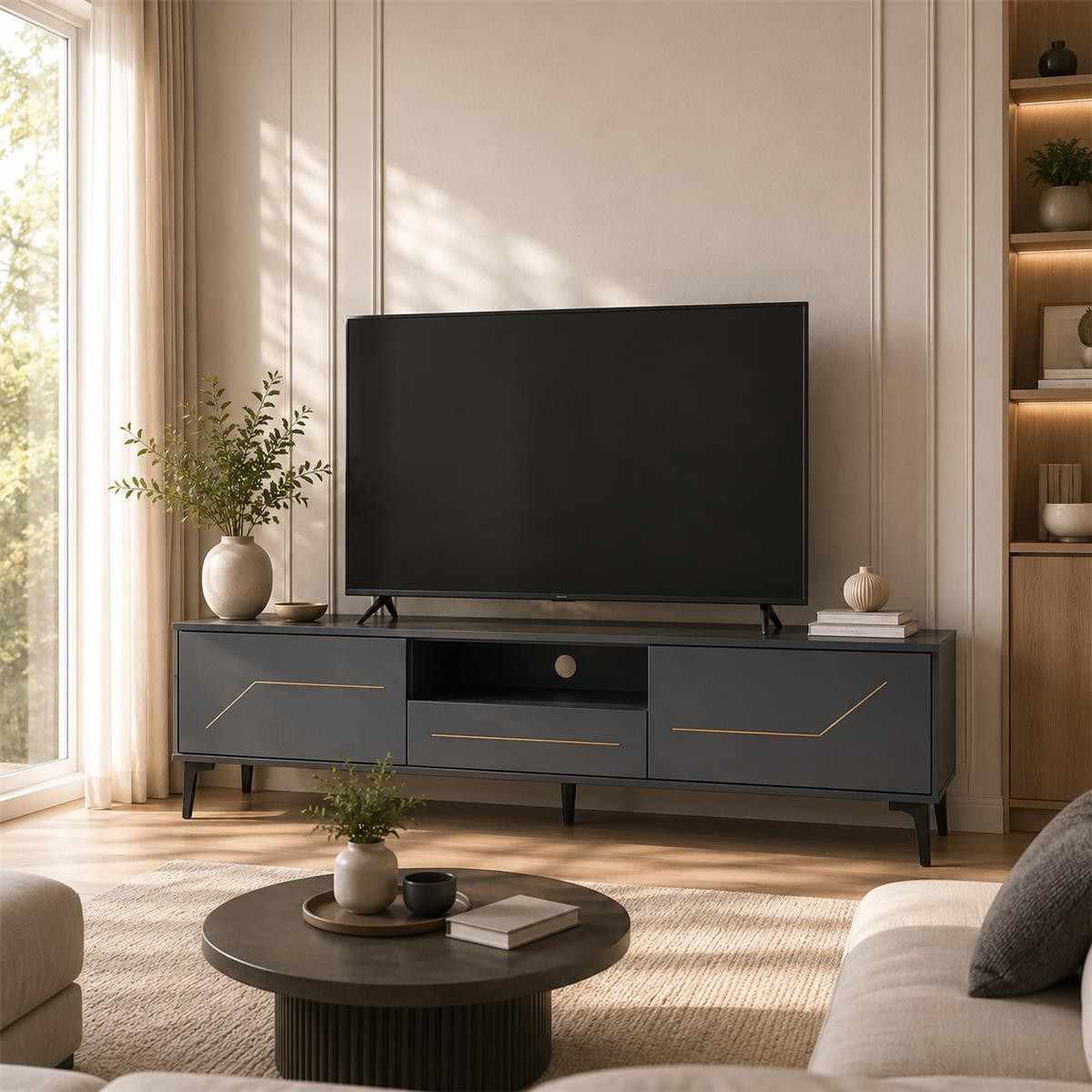 طاوله بلازمه ماليزي 140سم TV-052 DARK GREY