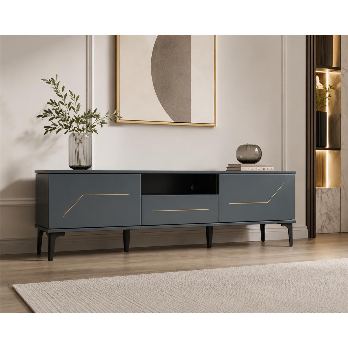 طاوله بلازمه ماليزي 180سم TV-052 DARK GREY