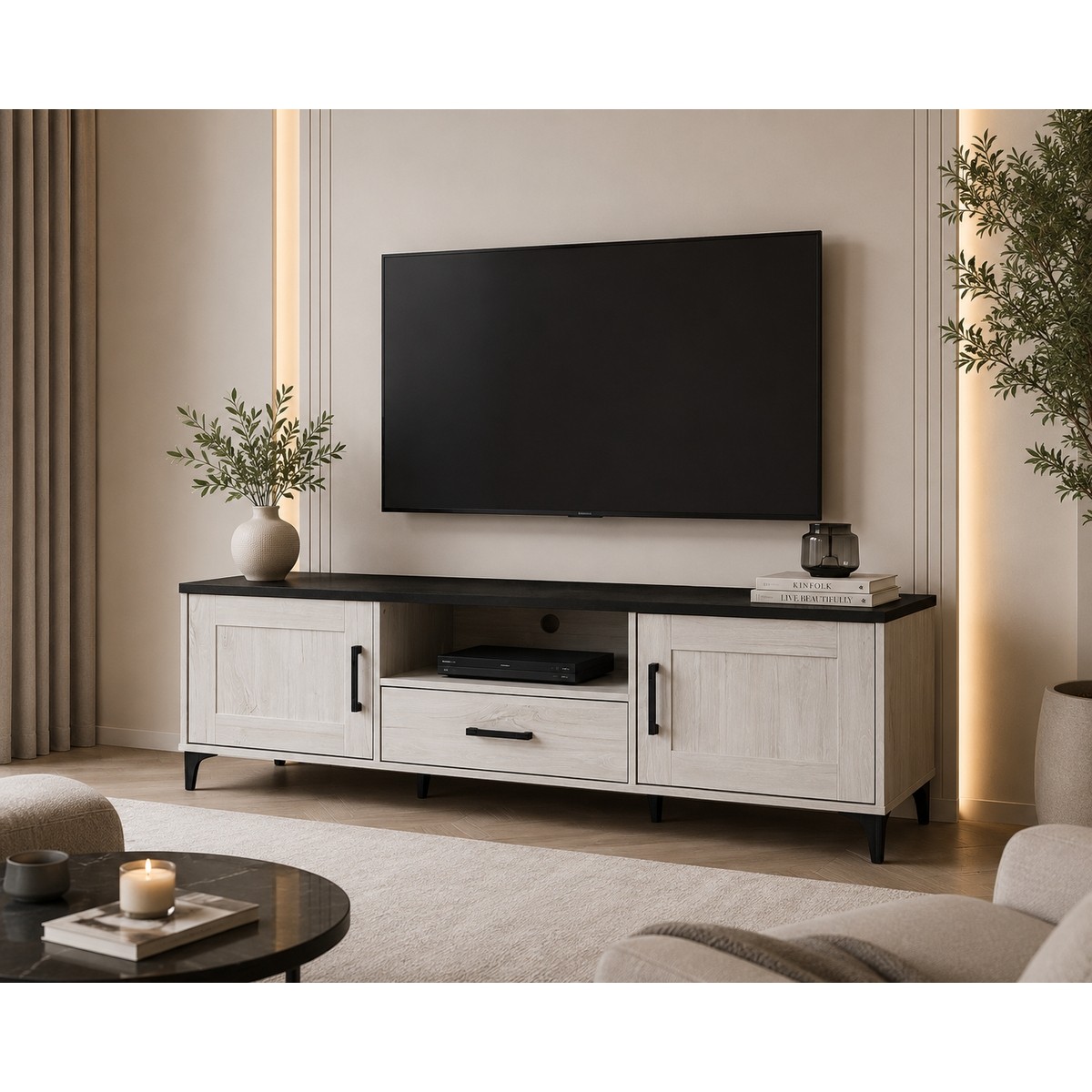 طاوله بلازما  160سم خشب ماليزي  WHITE OAK 