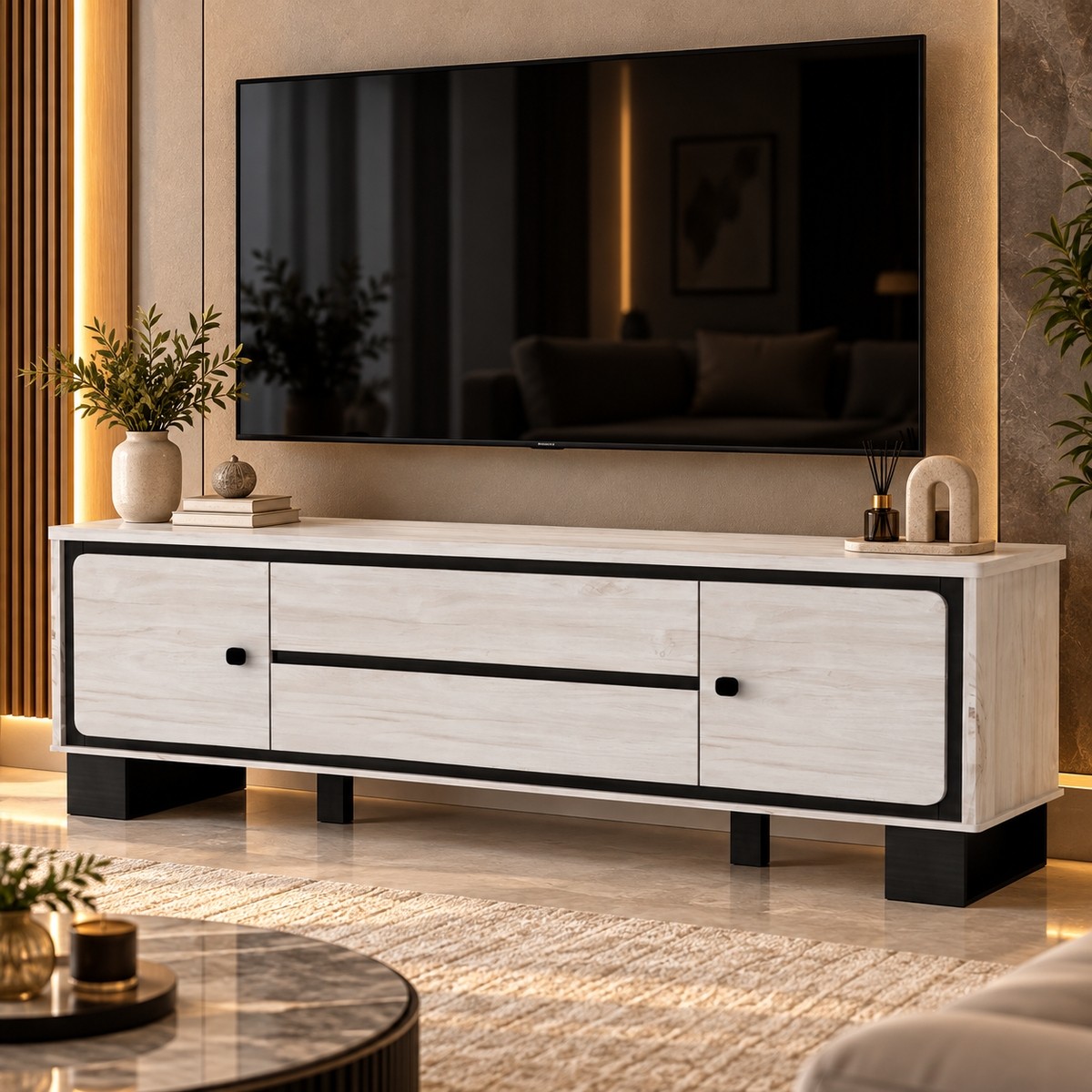 طاوله بلازمه ماليزي 200سم  WHITE OAK
