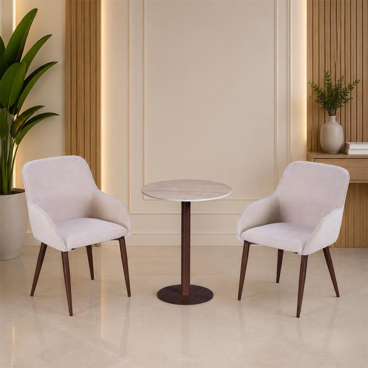 طقم كرسيين و طاولة 1+2 TS-03 BROWN/WOOD