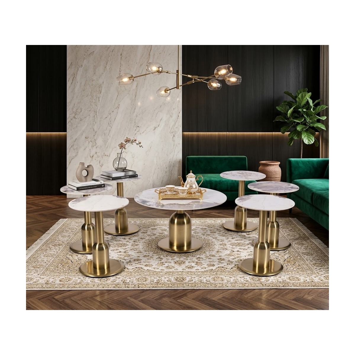 طقم شاي سيراميك دائري 1+6 B-1046 GOLD