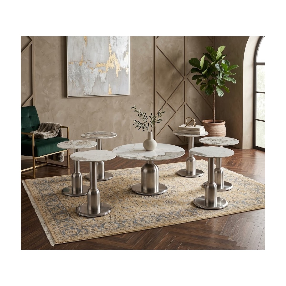 طقم شاي سيراميك دائري 1+6 B-1047 SILVER طقم شاي سيراميك دائري 1+6 B-1047 SILVER