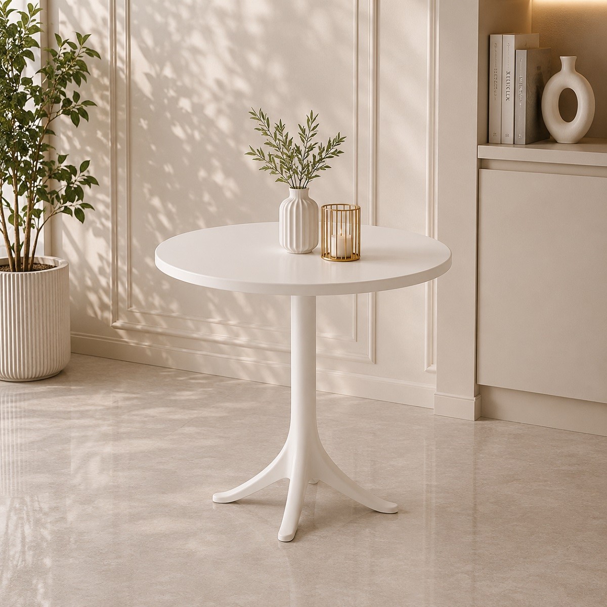 طاوله فايبر دائري PT-01 WHITE 70*70