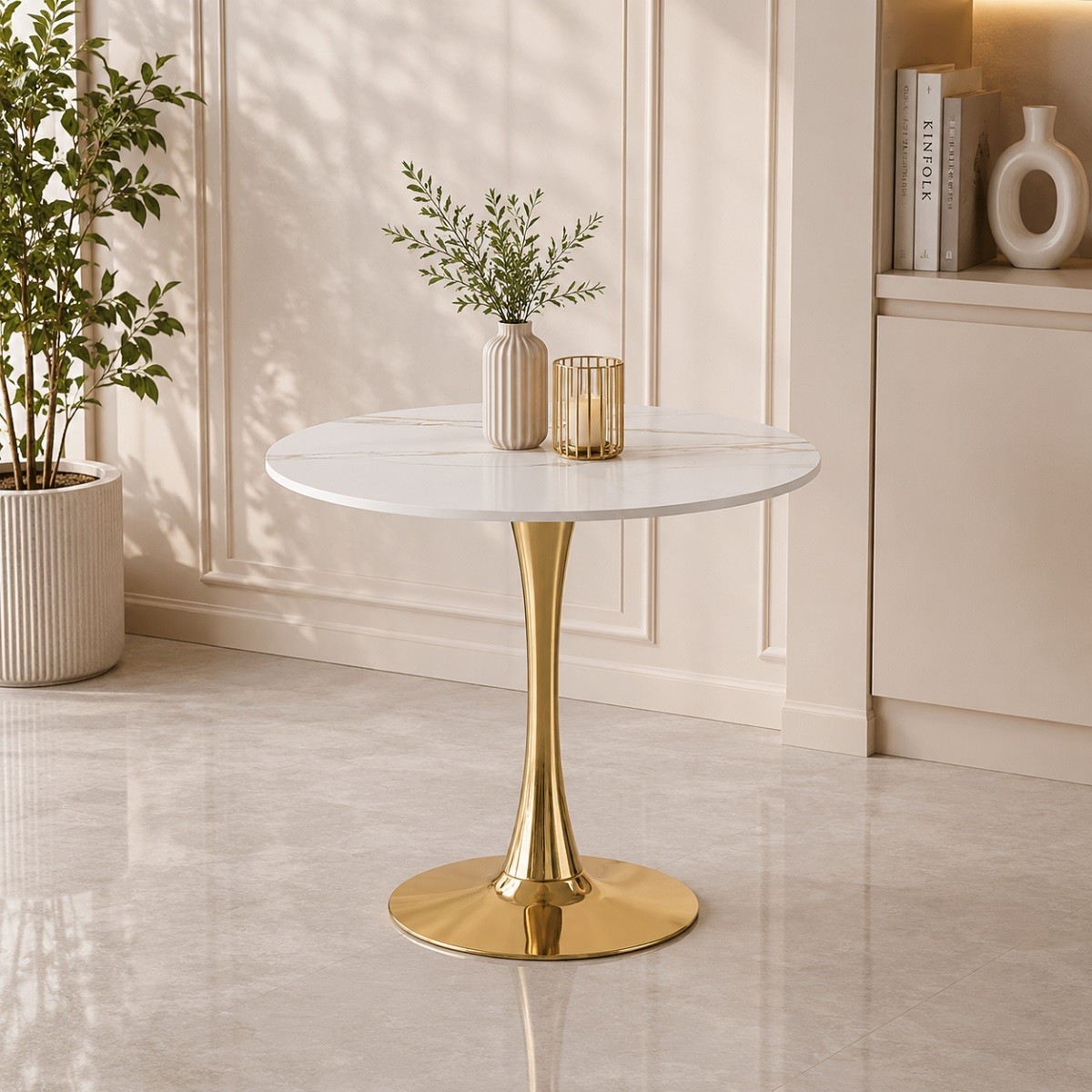 طاوله كافيه سيراميك دائري 3362 WHITE 70*70
