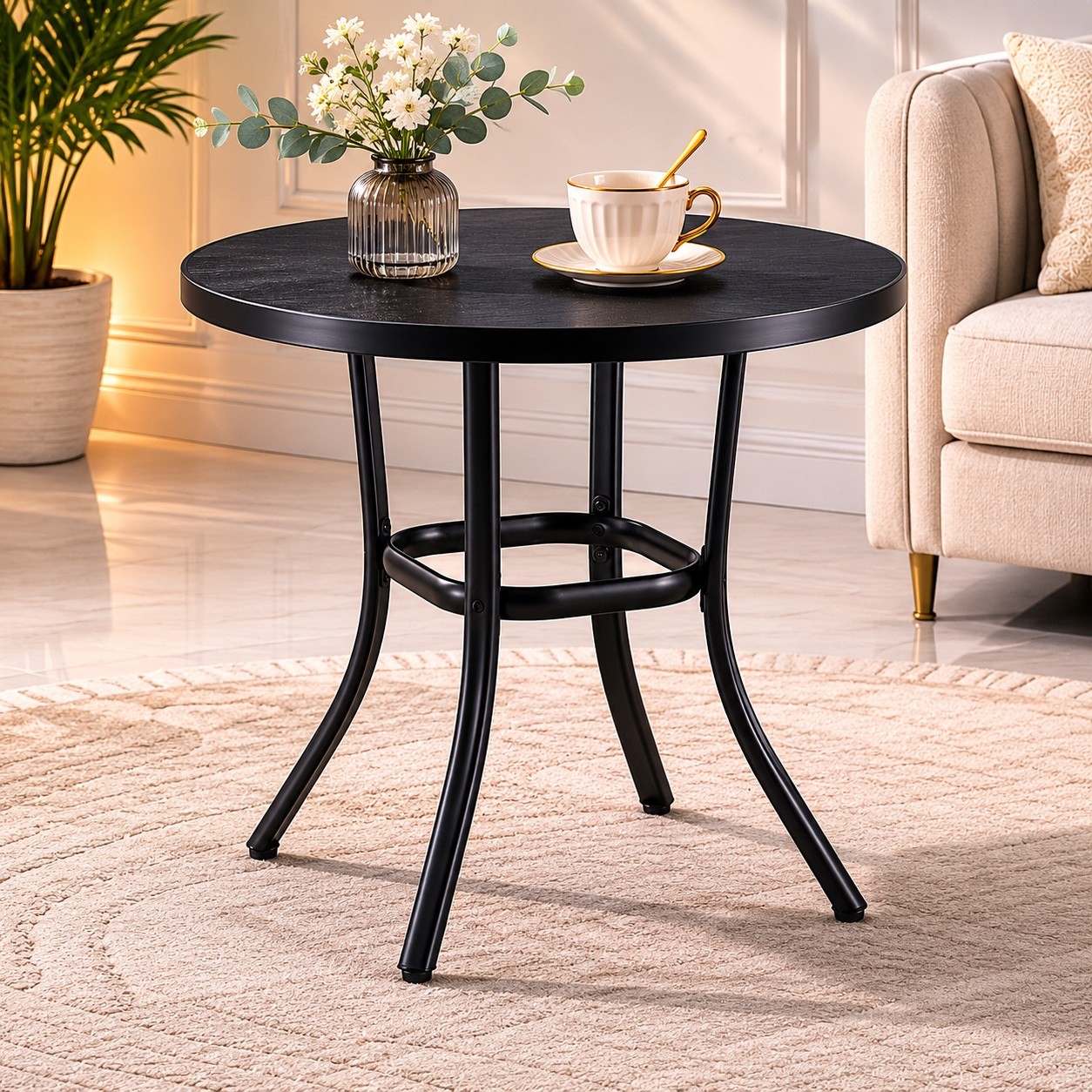 طاوله كافيه دائري F14 BLACK 80*80