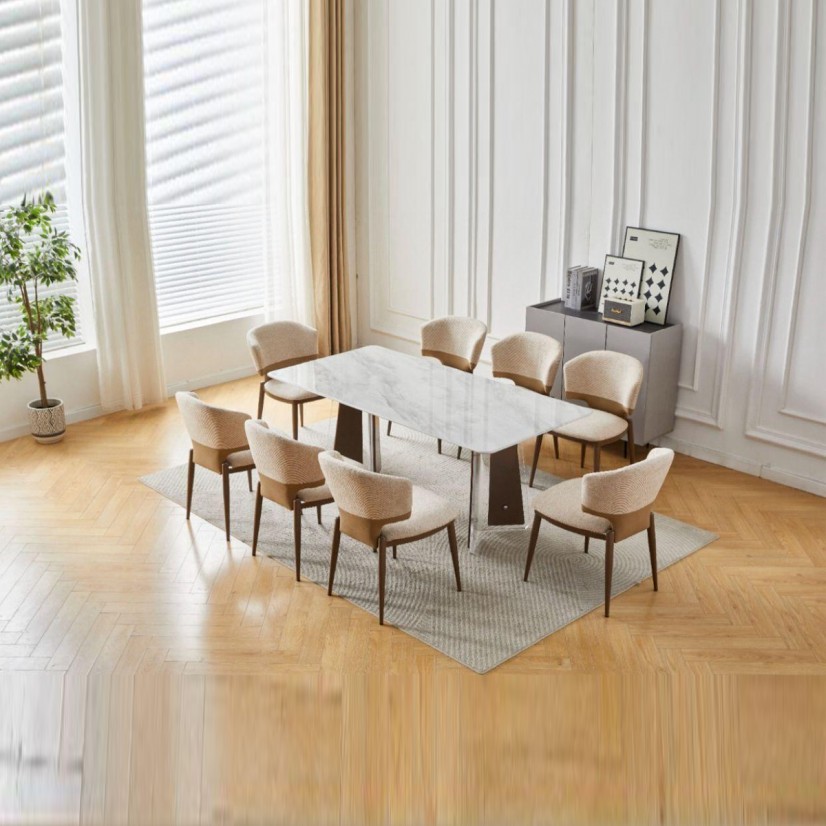 طقم طاولة طعام "ماربل إيليغانس"- فخامة الرخام وتناغم البيج