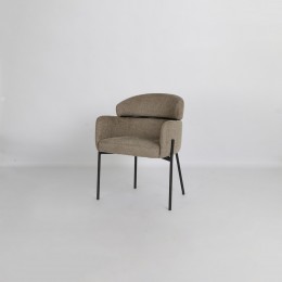 كرسي طعام "فينوس" (Venus) بمساند ذراعين - فخامة المخمل باللون البيج