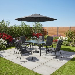 طاولة طعام حدائق رويال 6كرسي فخامة الضيافة الخارجية رمادي غامق