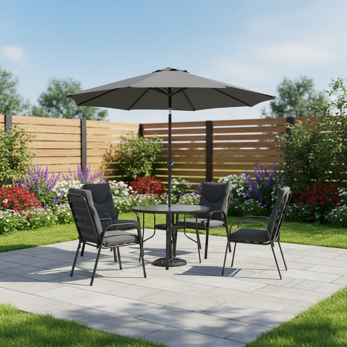طاولة طعام للحدائق - فخامة الضيافة الخارجية رمادي غامق