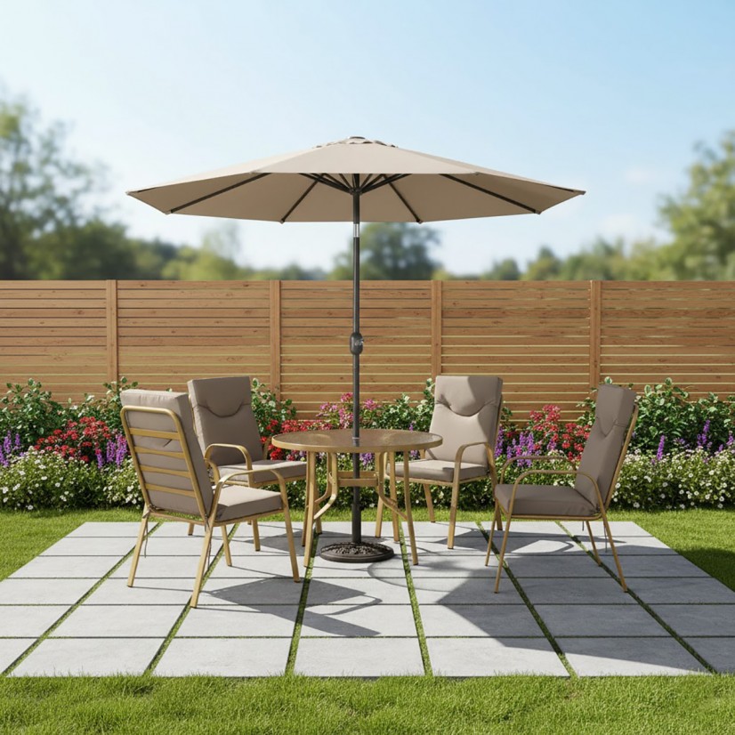 طاولة طعام للحدائق - فخامة الضيافة الخارجية بيج غامق