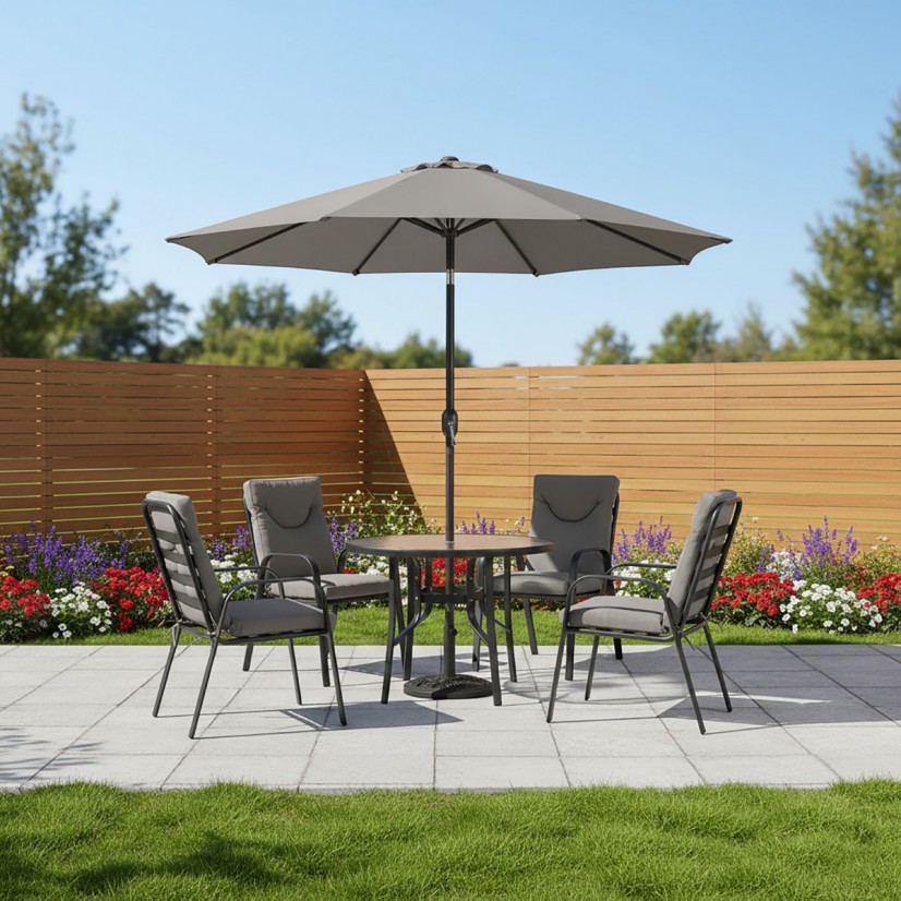 طاولة طعام للحدائق - فخامة الضيافة الخارجية رمادي فاتح