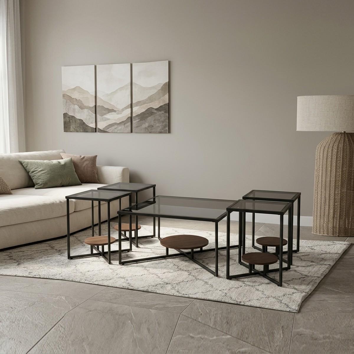 طقم طاولات 5 قطعه                                            