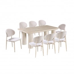 طقم طاولة طعام "ترافرتين" 8كرسي - فخامة الرخام وبساطة التصميم