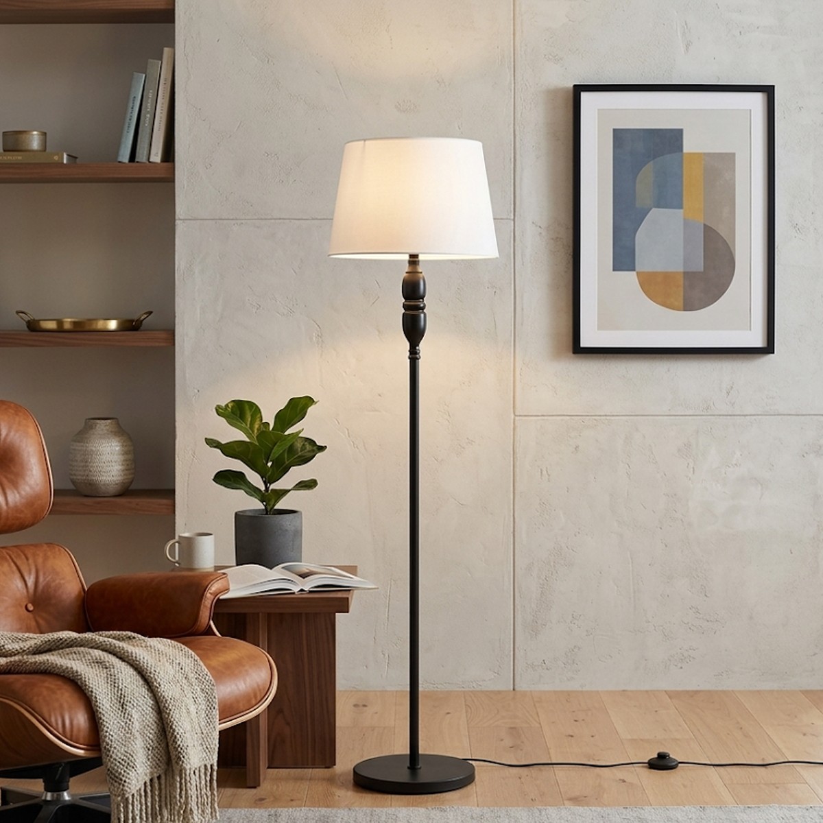 أباجورة "كلاسيك مودرن" الأرضية - تصميم طولي أسود أنيق.