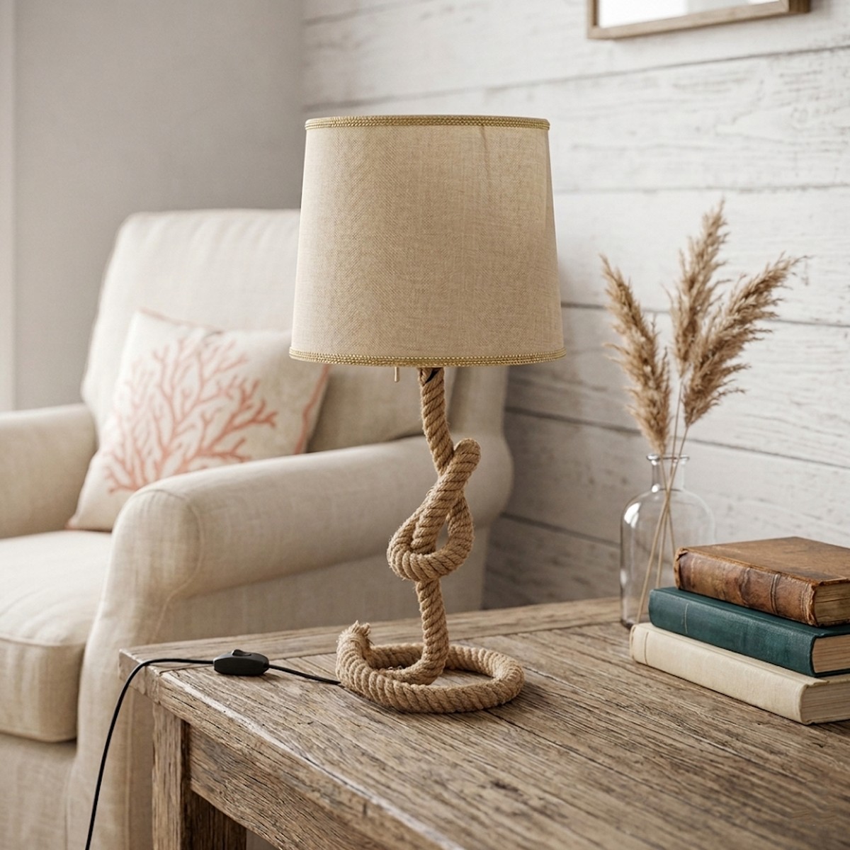 أباجورة "نوت" الريفية - تصميم الحبل المتداخل