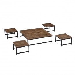 طقم "توليب" الأرضي كوفي مربع - دفء الخشب وأصالة الضيافة