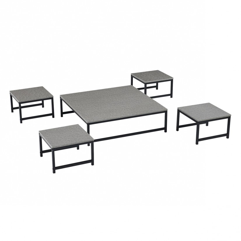 طقم "توليب" الأرضي رمادي مربع - دفء الخشب وأصالة الضيافة