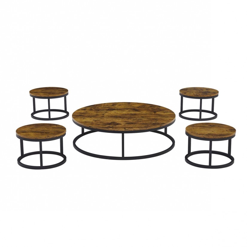 طقم "توليب" الأرضي بني دائري- دفء الخشب وأصالة الضيافة