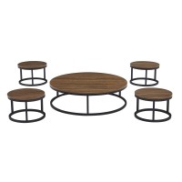 طقم "توليب" الأرضي كوفي دائري- دفء الخشب وأصالة الضيافة