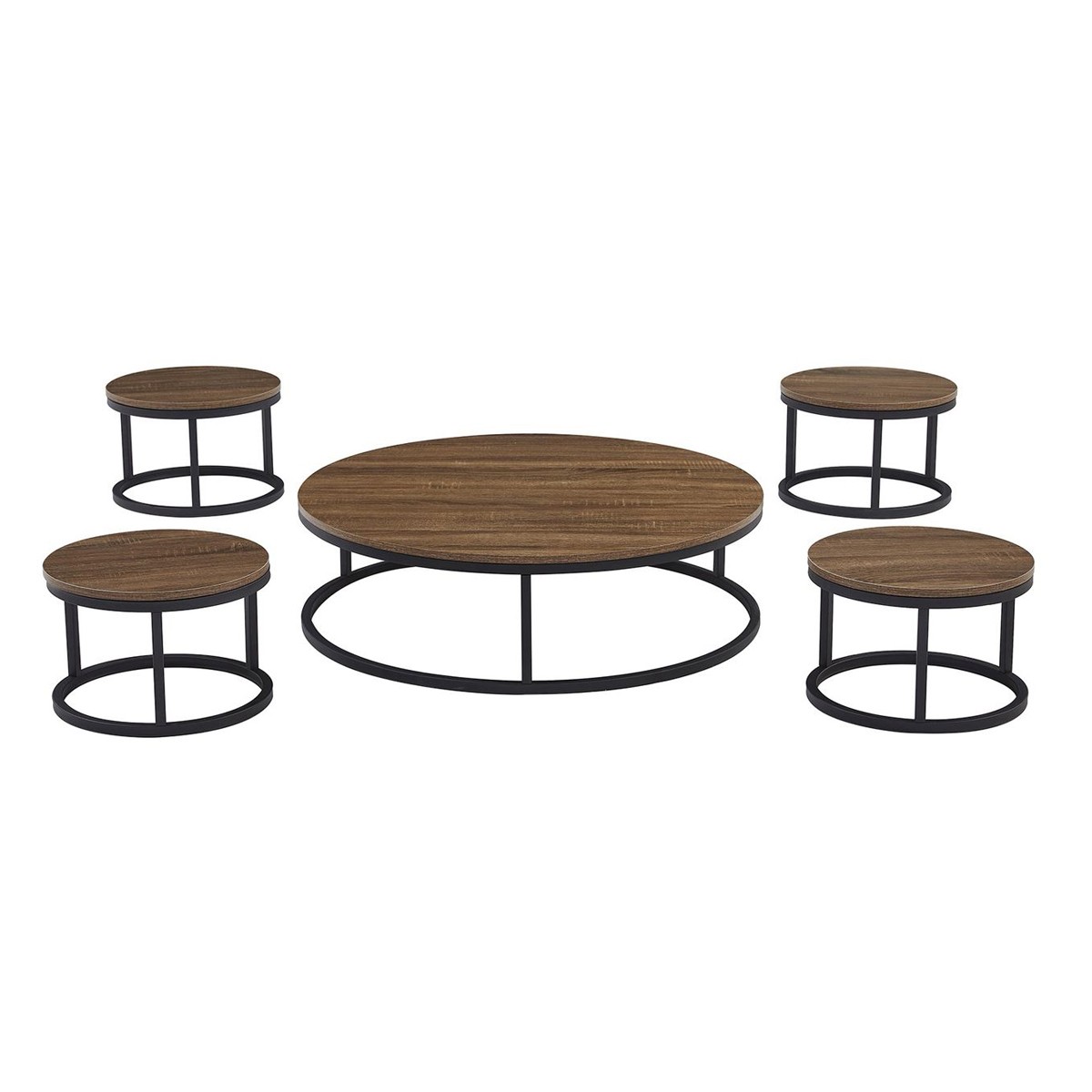 طقم "توليب" الأرضي كوفي دائري- دفء الخشب وأصالة الضيافة