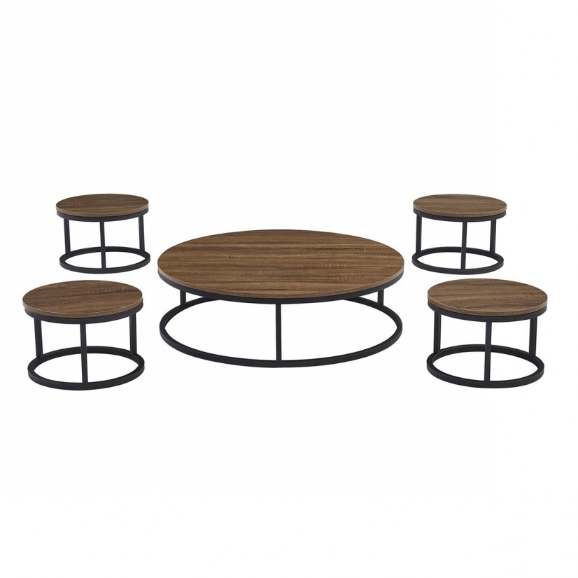 طقم "توليب" الأرضي كوفي دائري- دفء الخشب وأصالة الضيافة