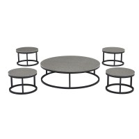 طقم "توليب" الأرضي رمادي دائري- دفء الخشب وأصالة الضيافة