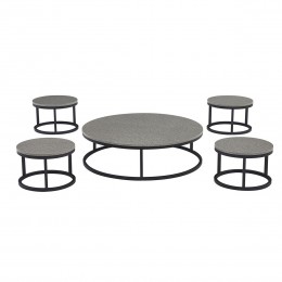 طقم "توليب" الأرضي رمادي دائري- دفء الخشب وأصالة الضيافة