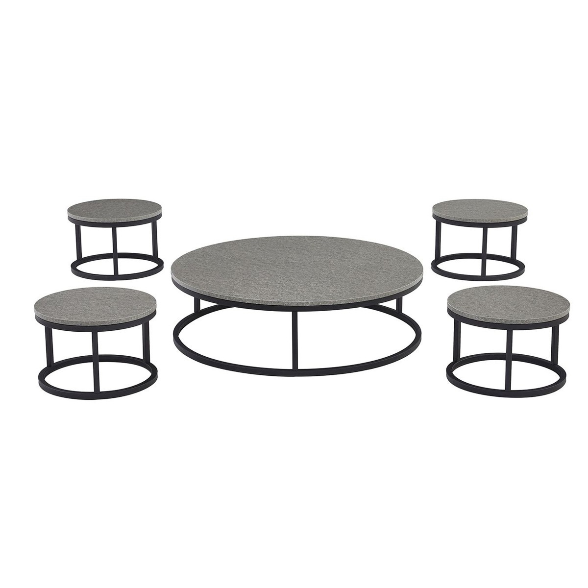 طقم "توليب" الأرضي رمادي دائري- دفء الخشب وأصالة الضيافة