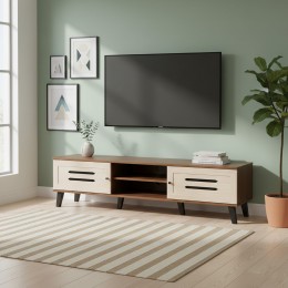 طاولة تلفزيون "أورورا" - 160سم تناغم البني الغامق والبيج الفاتح