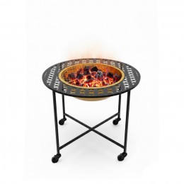 منقل وطاولة نار دائري - تصميم فخم بنقوش وكفرات